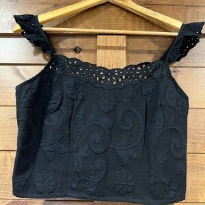 Abercrombie & Fitch Black Eyelet Cropped Blouse - NWOT